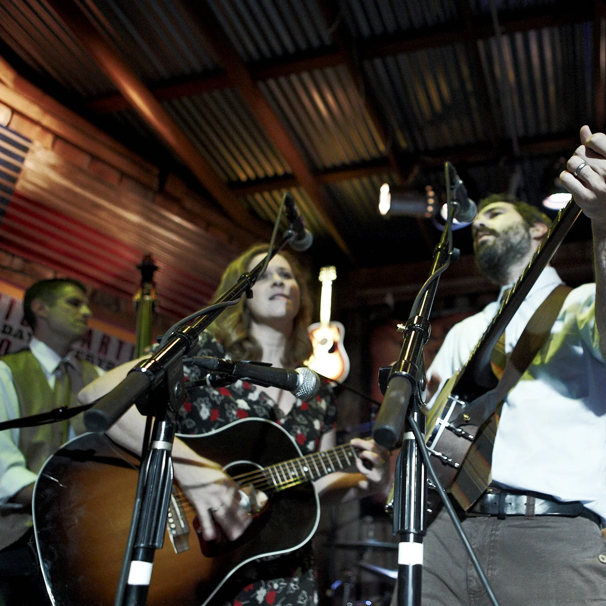 The Scrips performing live with guitar and upright bass