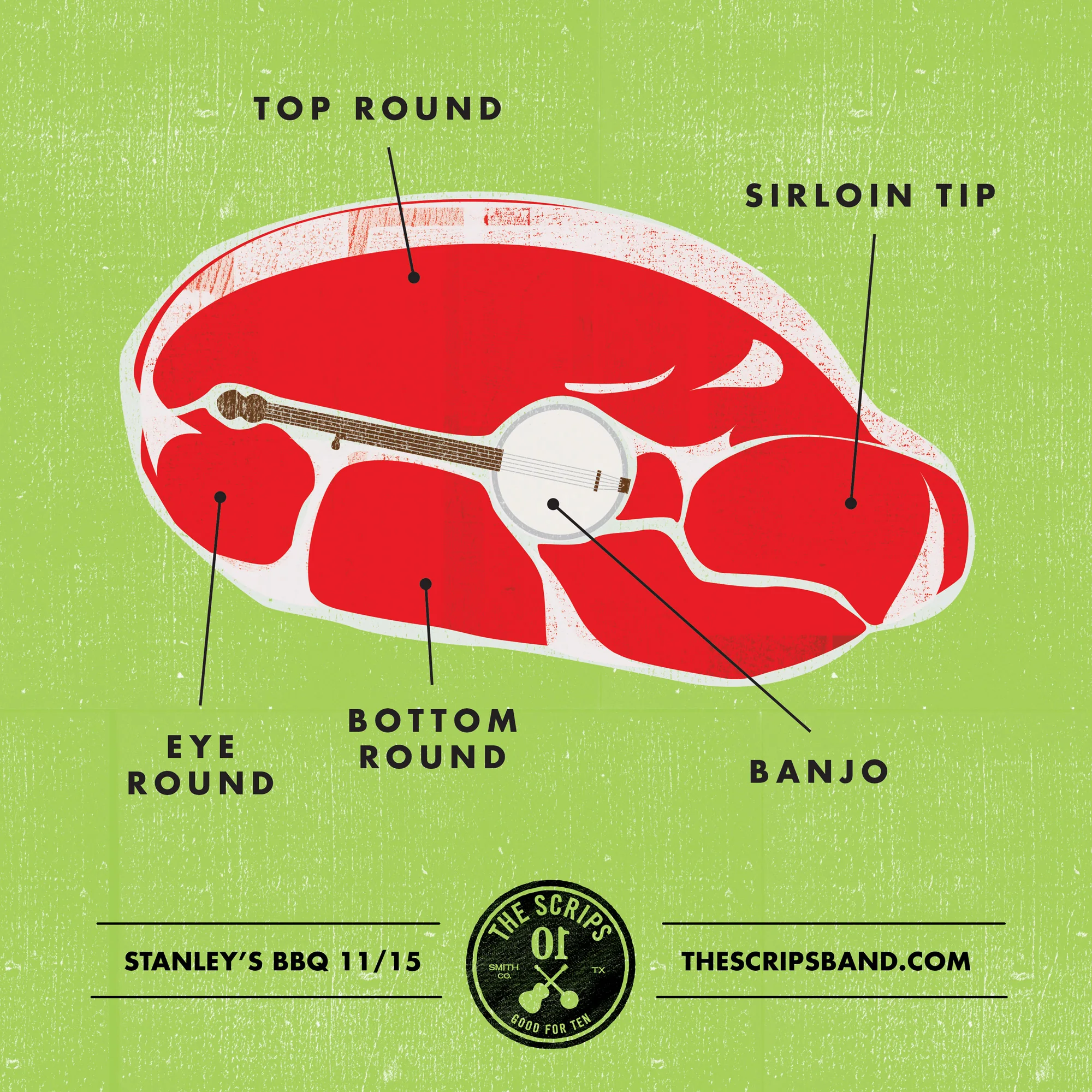 The Scrips at Stanley's BBQ concert poster
